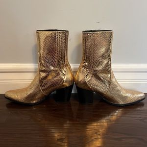 Zara Metallic Gold Heeled Booties